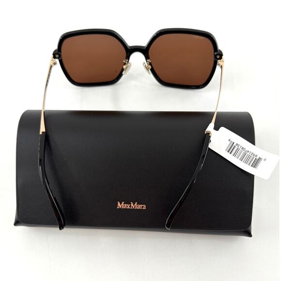 MaxMara Women\'s Shiny Black Brown Eyewear Sunglasses main image 10